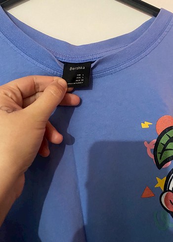 Mavi Baskılı Kadın Tişört - Görsel 2