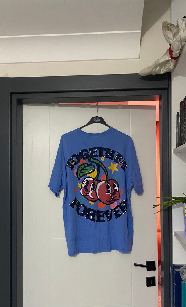 Mavi Baskılı Kadın Tişört - Görsel 3