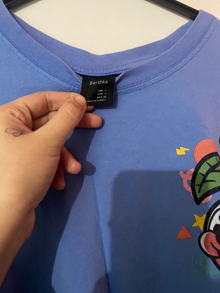 Mavi Baskılı Kadın Tişört - Görsel 2