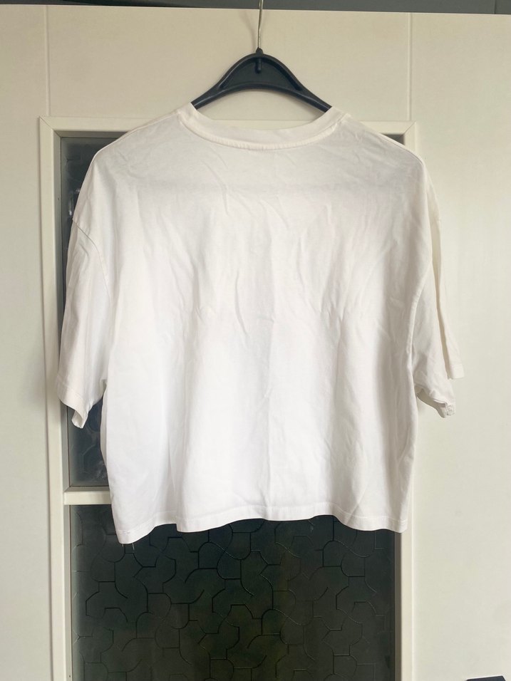 Kadın Beyaz Pamuklu Dantel Fiyonk Baskılı Tişört - Görsel 3