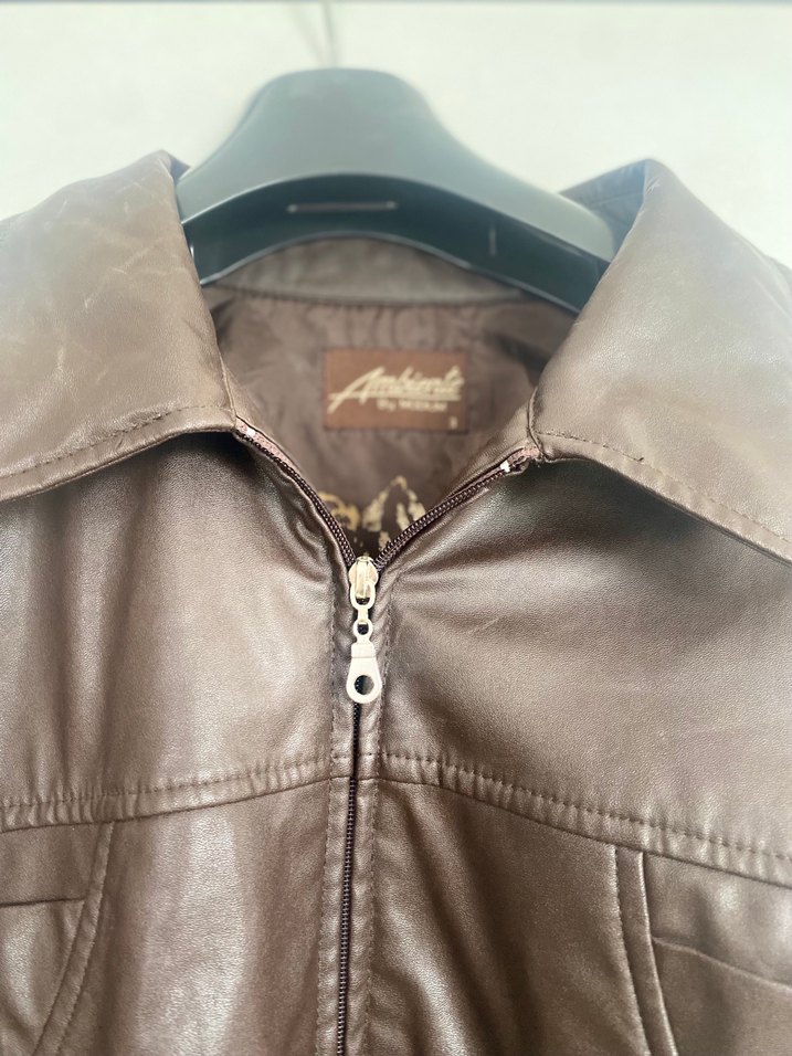 Kadın Kahverengi Deri Midi Ceket - Görsel 2