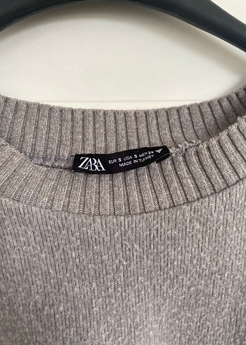 Gri Kadın Yün Kazak, Bisiklet Yaka, Rahat Kesim - Görsel 3