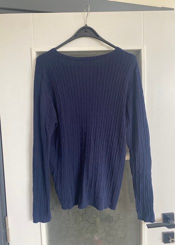 Erkek Lacivert V Yaka Örgü Yün Kazak - Görsel 3