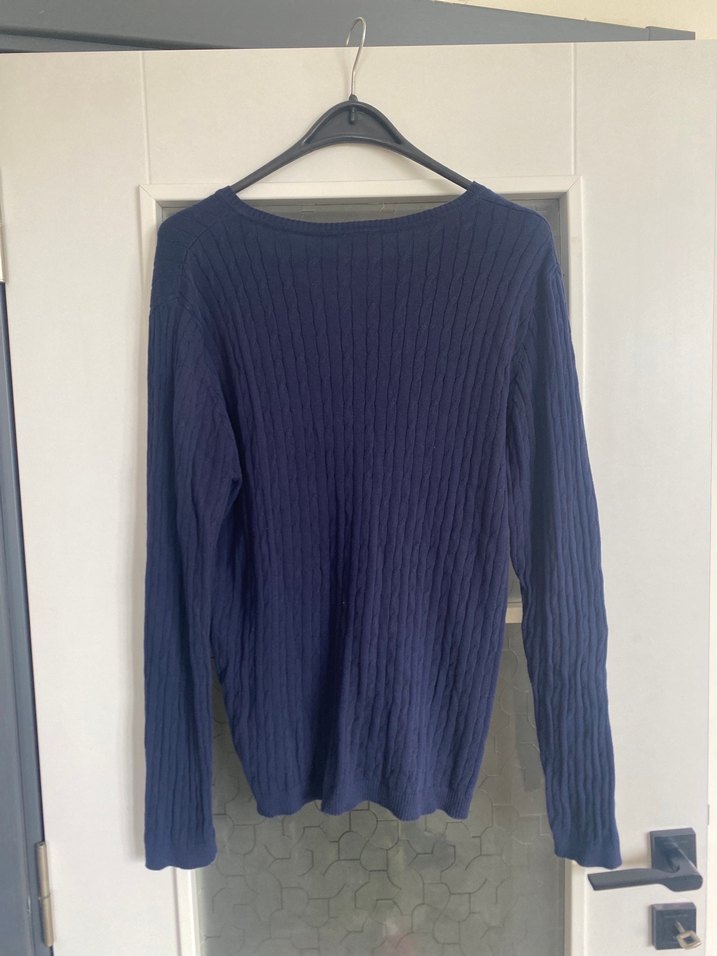 Erkek Lacivert V Yaka Örgü Yün Kazak - Görsel 3