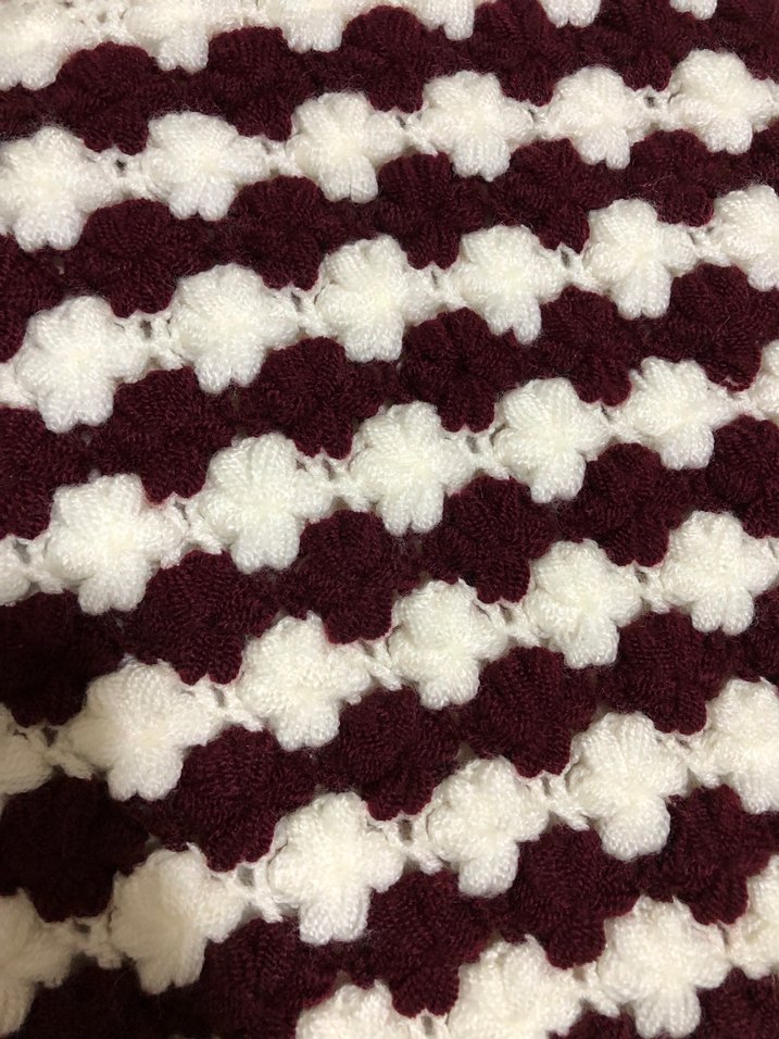 Bordo Beyaz Örgü Banyo Süngeri - Görsel 2