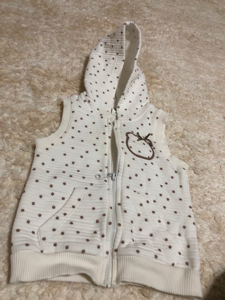 Kız Çocuk Kapüşonlu Beyaz Nakışlı Yelek - Görsel 2