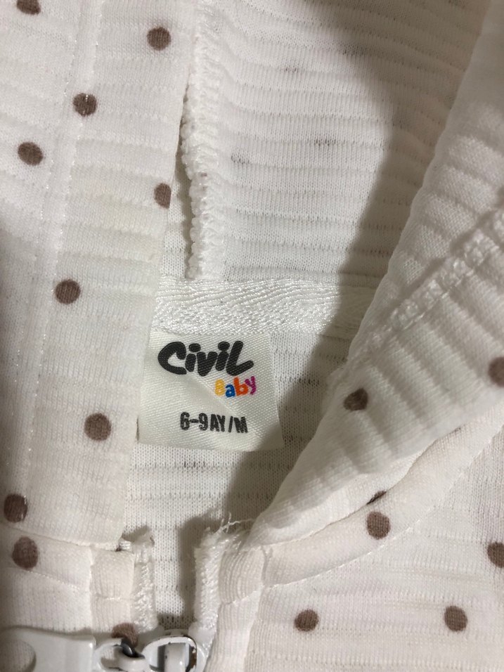 Kız Çocuk Kapüşonlu Beyaz Nakışlı Yelek - Görsel 3