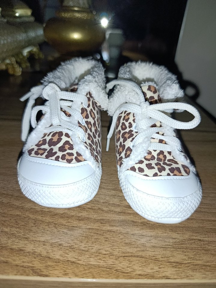 leopar desenli kız bebek ayakkabısı - Görsel 2