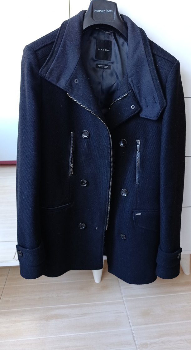 Düğmeli siyah Erkek Kaban - Görsel 4