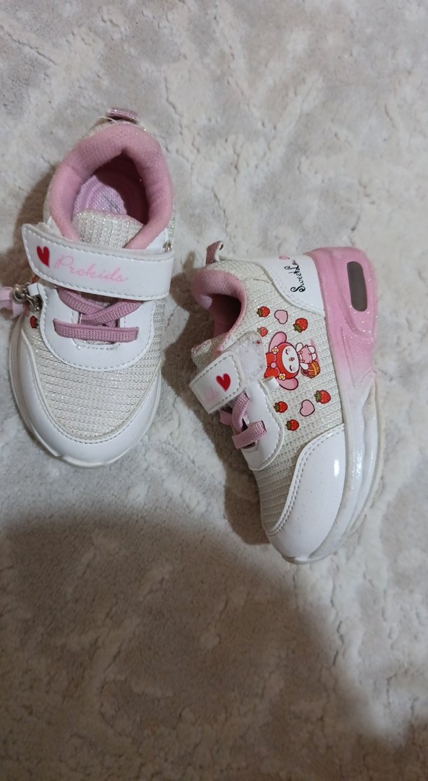 Kız Çocuk Pembe Cırtcırtlı Spor Ayakkabı ışıklı - Görsel 2