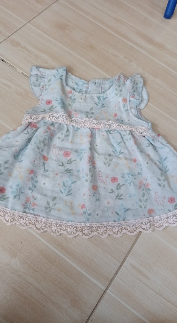 Kız Çocuk Mavi Dantel Detaylı Bohem Elbise - Görsel 2