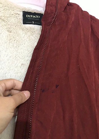 s Beden bordo Renk Bordo Süet Düğmeli Kadın Mont S beden
