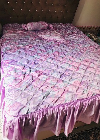 Mor Tonlarda Batik Desenli Yatak Örtüsü Takımı 3 parça - Görsel 2