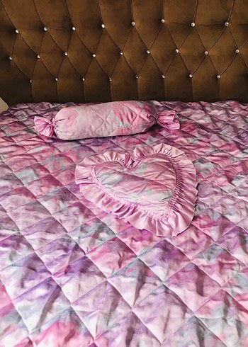 Mor Tonlarda Batik Desenli Yatak Örtüsü Takımı 3 parça - Görsel 4