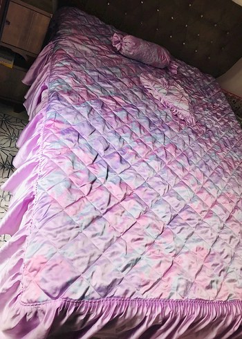 Mor Tonlarda Batik Desenli Yatak Örtüsü Takımı 3 parça - Görsel 5