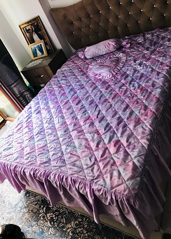 Mor Tonlarda Batik Desenli Yatak Örtüsü Takımı 3 parça - Görsel 7