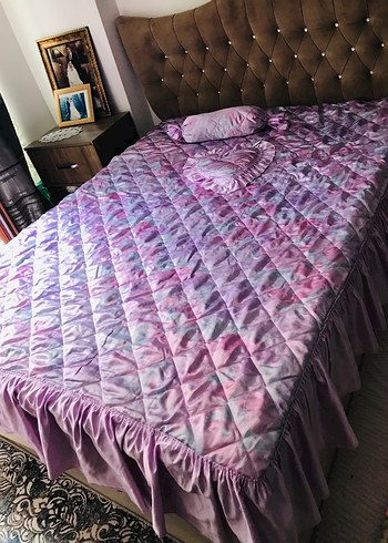 Mor Tonlarda Batik Desenli Yatak Örtüsü Takımı 3 parça - Görsel 8