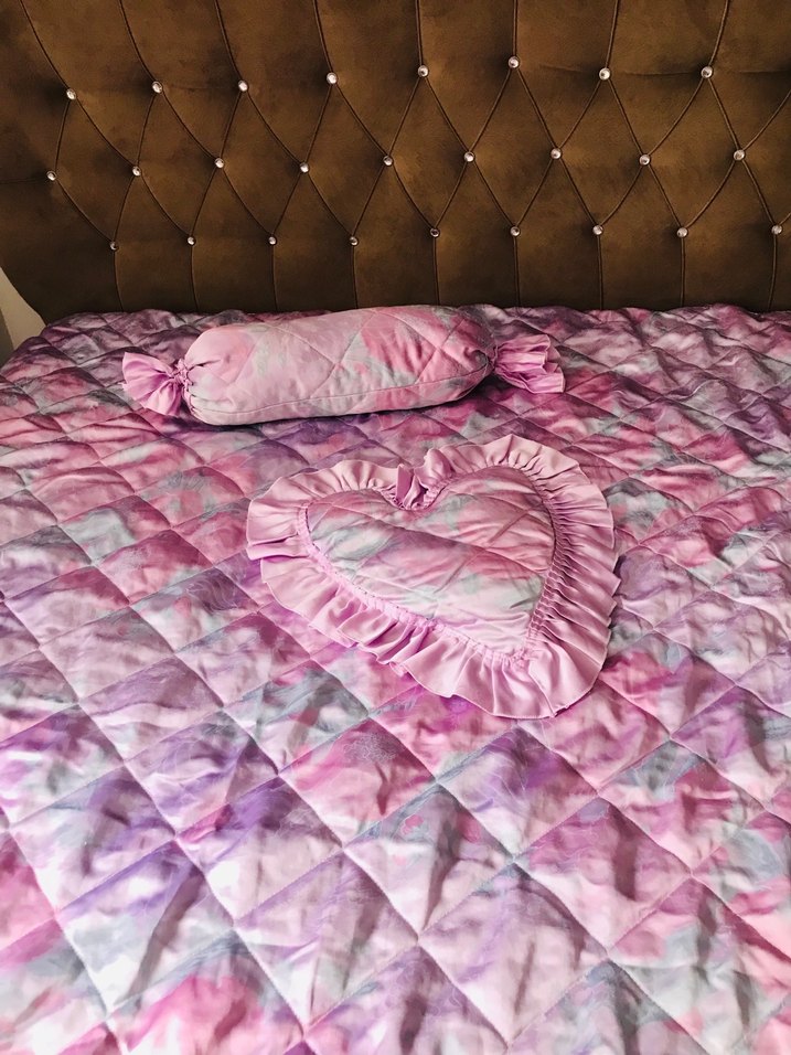 Mor Tonlarda Batik Desenli Yatak Örtüsü Takımı 3 parça - Görsel 4