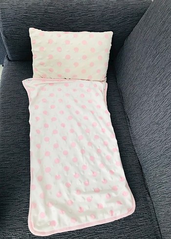 Pembe Puantiyeli Yumuşak Çocuk Uyku Seti - Görsel 4