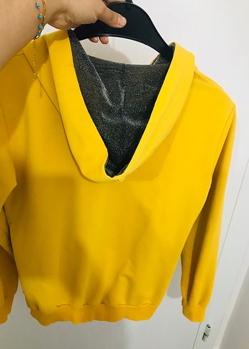 NIKE ORJİNAL Sarı Kadın Kapüşonlu Fermuarlı Sweatshirt - Görsel 3