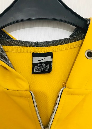 NIKE ORJİNAL Sarı Kadın Kapüşonlu Fermuarlı Sweatshirt - Görsel 6