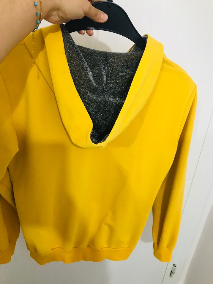 NIKE ORJİNAL Sarı Kadın Kapüşonlu Fermuarlı Sweatshirt - Görsel 3