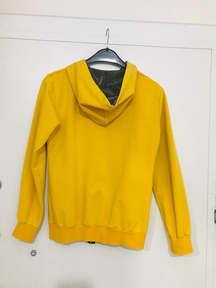 NIKE ORJİNAL Sarı Kadın Kapüşonlu Fermuarlı Sweatshirt - Görsel 4