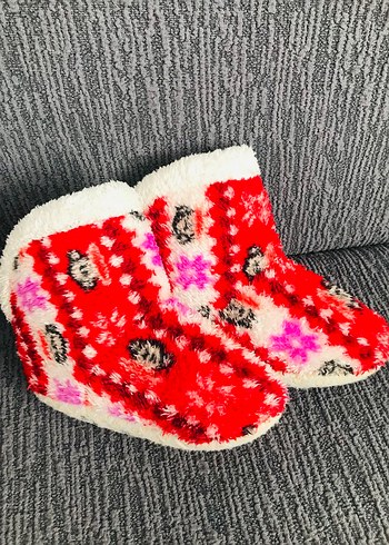 26/27 kışlıkKızlar için Renkli Bağlama Desenli Sıcak Terlik - Görsel 3