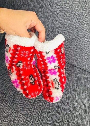26/27 kışlıkKızlar için Renkli Bağlama Desenli Sıcak Terlik - Görsel 7