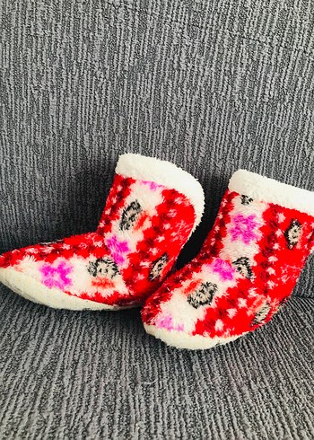 26/27 kışlıkKızlar için Renkli Bağlama Desenli Sıcak Terlik - Görsel 6