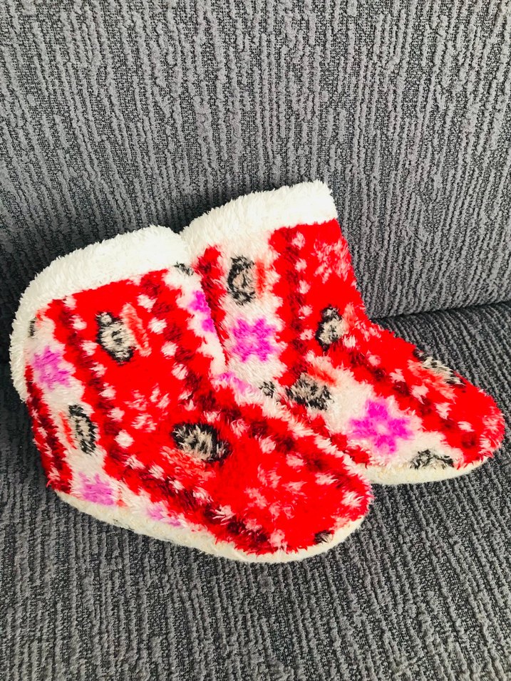 26/27 kışlıkKızlar için Renkli Bağlama Desenli Sıcak Terlik - Görsel 3