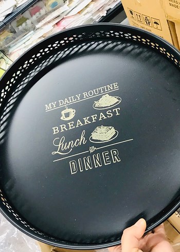 Beyaz Metal Kulplu Tepsi - Görsel 4