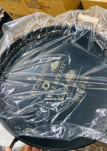 Beyaz Metal Kulplu Tepsi - Görsel 3