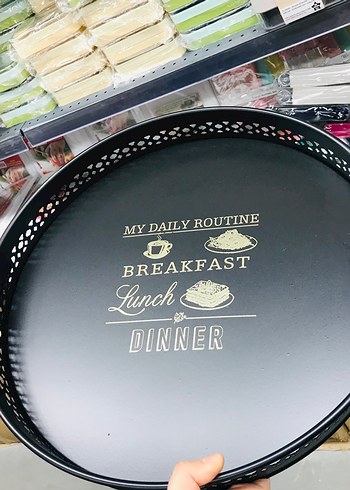 Beyaz Metal Kulplu Tepsi - Görsel 5