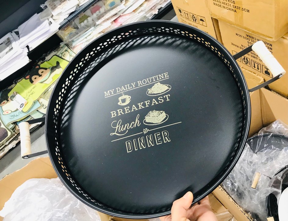 Beyaz Metal Kulplu Tepsi - Görsel 4