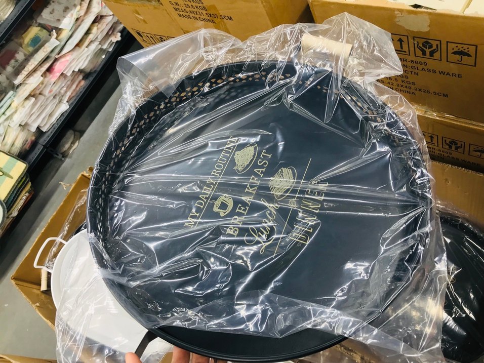 Beyaz Metal Kulplu Tepsi - Görsel 3