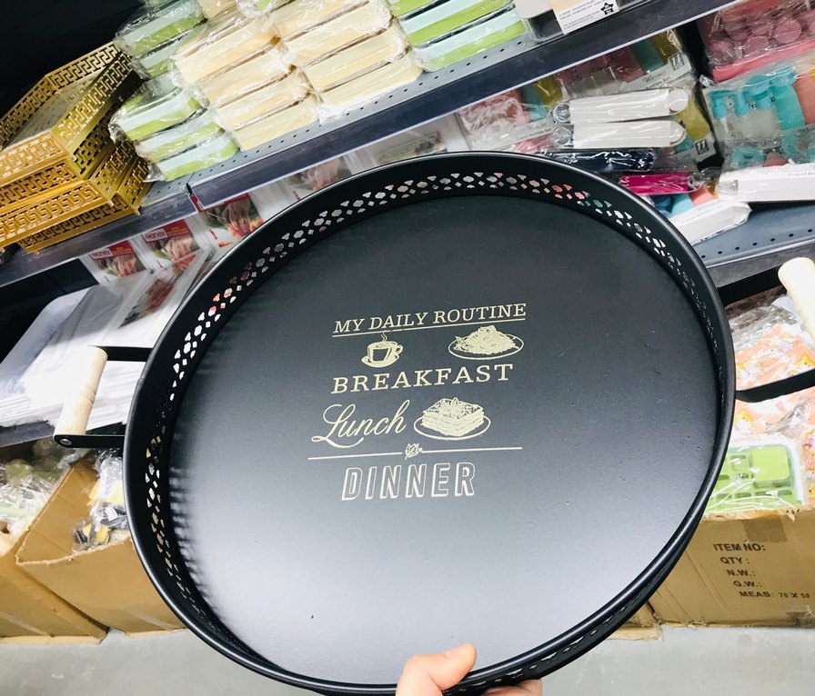 Beyaz Metal Kulplu Tepsi - Görsel 5