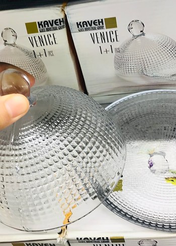 Kaveh Venice 1+1 Kapaklı Cam Servis Tabağı - Görsel 2