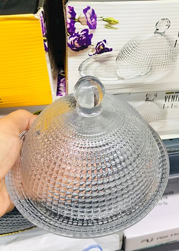 Kaveh Venice 1+1 Kapaklı Cam Servis Tabağı - Görsel 3