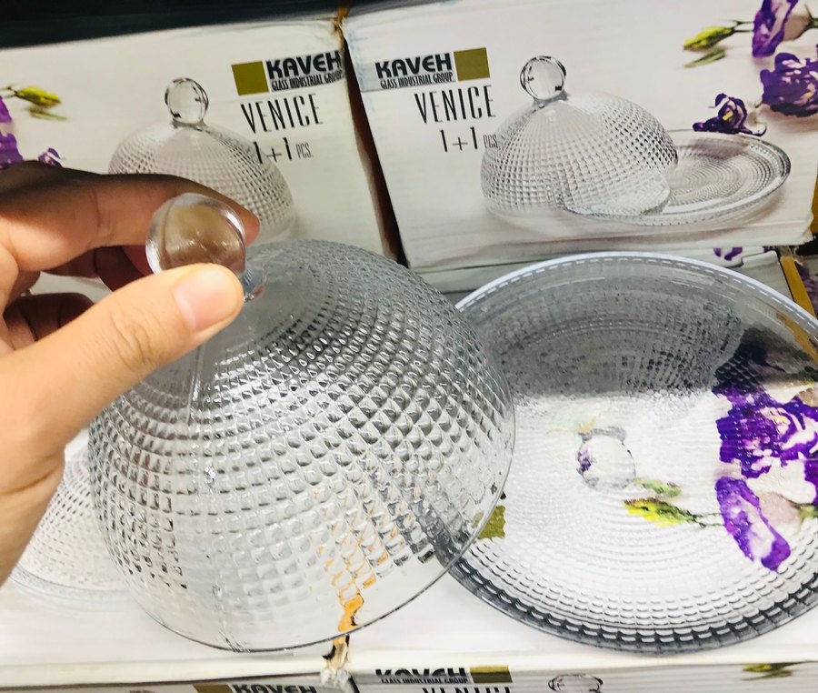 Kaveh Venice 1+1 Kapaklı Cam Servis Tabağı - Görsel 2
