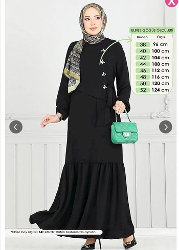 Koyugri  Uzun Önü taşlı Bağcıklı Tesettür Elbise - Görsel 5
