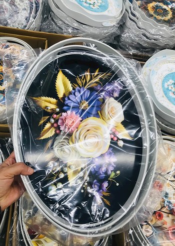 Mor Çiçek Desenli Bohem 2Li Tepsi - Görsel 2