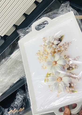 Mor Çiçek Desenli Bohem 2Li Tepsi - Görsel 9