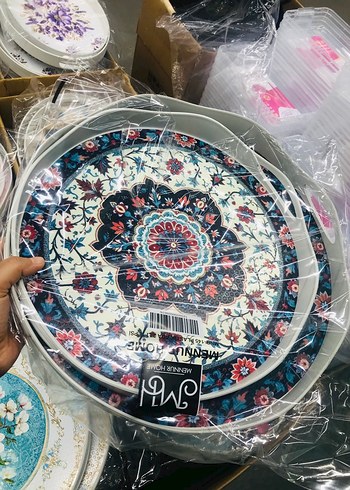 Mor Çiçek Desenli Bohem 2Li Tepsi - Görsel 8