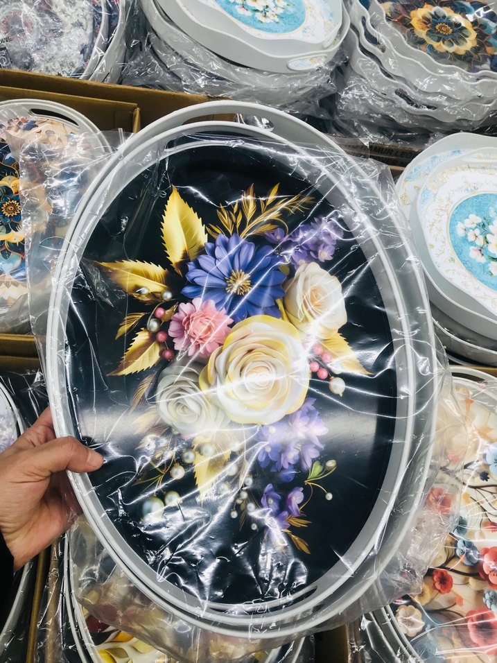 Mor Çiçek Desenli Bohem 2Li Tepsi - Görsel 2