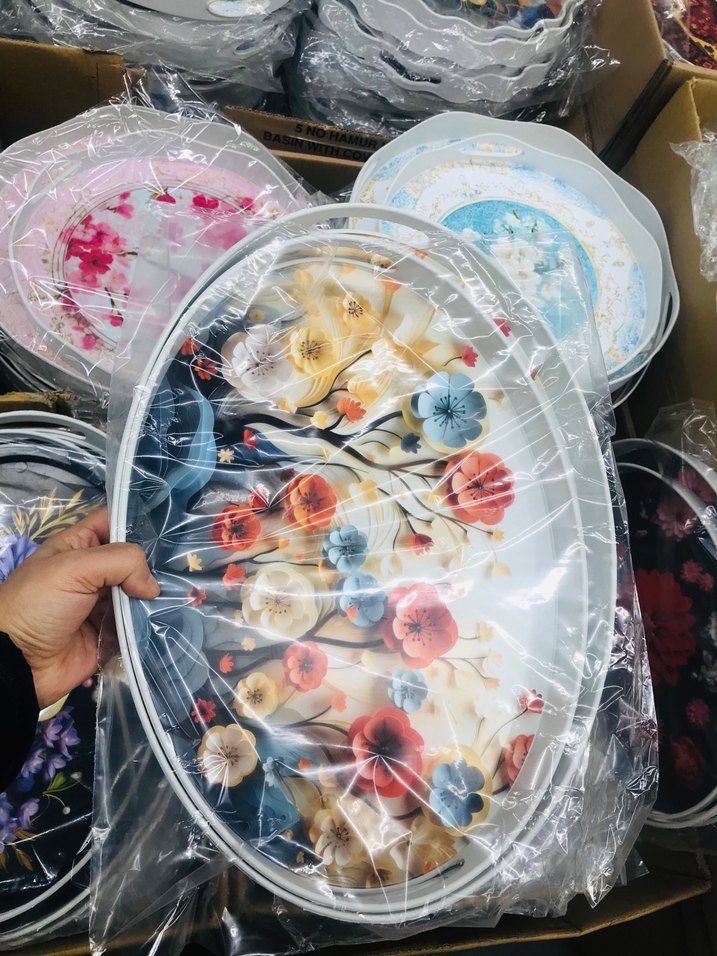 Mor Çiçek Desenli Bohem 2Li Tepsi - Görsel 3