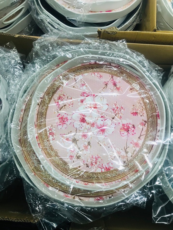 Mavi Çiçek Desenli Bohem 2Li Tepsi seti - Görsel 5