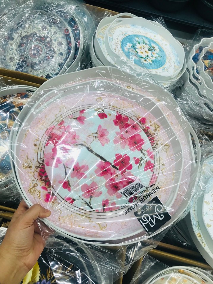 Mavi Çiçek Desenli Bohem 2Li Tepsi seti - Görsel 2