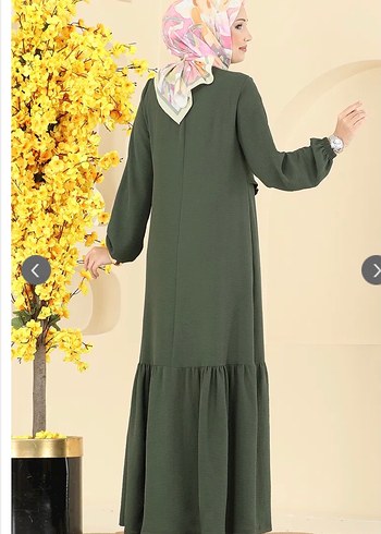 Moda Selvim Taş detaylı önden Bağcıklı ŞIK Elbise - Görsel 2