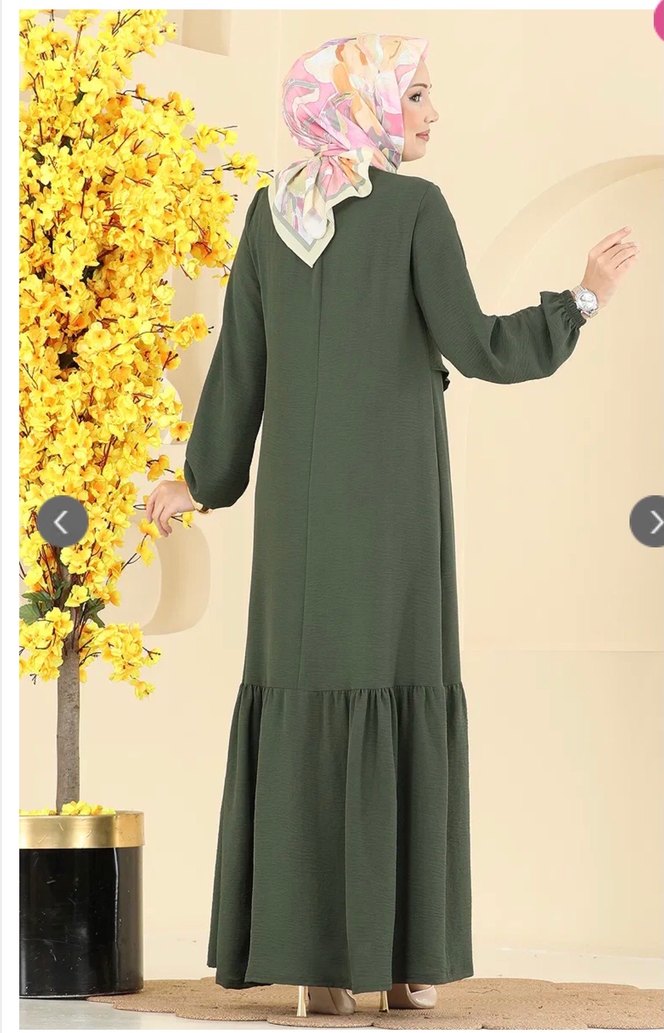 Moda Selvim Taş detaylı önden Bağcıklı ŞIK Elbise - Görsel 2